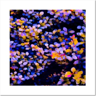 Purple Yellow Petal Leaves Posters and Art